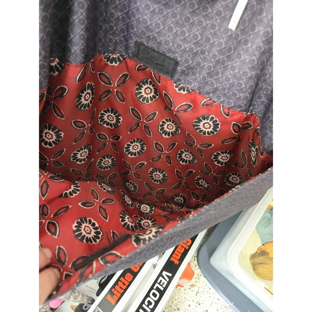 Hadaki Bag Tennis Racket Sportd Paddle Retro Gray Red Floral Lining Compartments